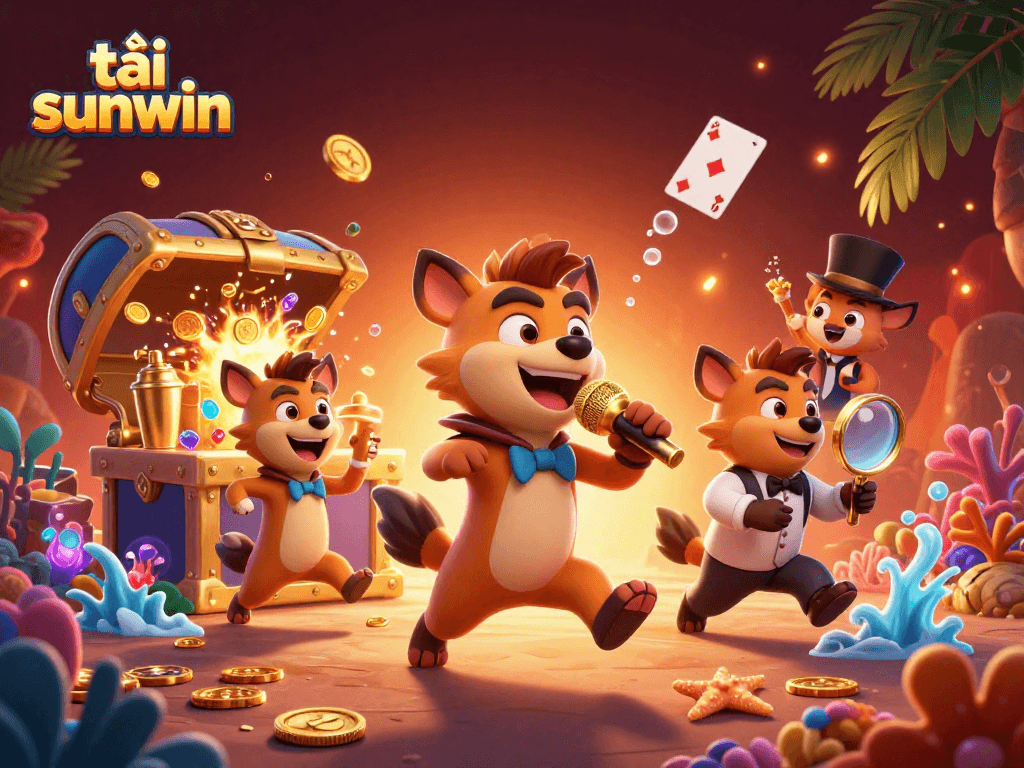 Experience excitement with tải sunwin at a lively comedy casino club featuring animated hyenas.