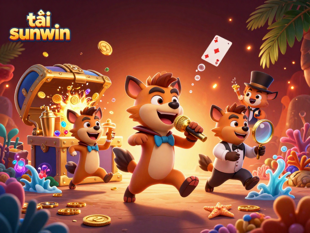 Experience excitement with tải sunwin at a lively comedy casino club featuring animated hyenas.