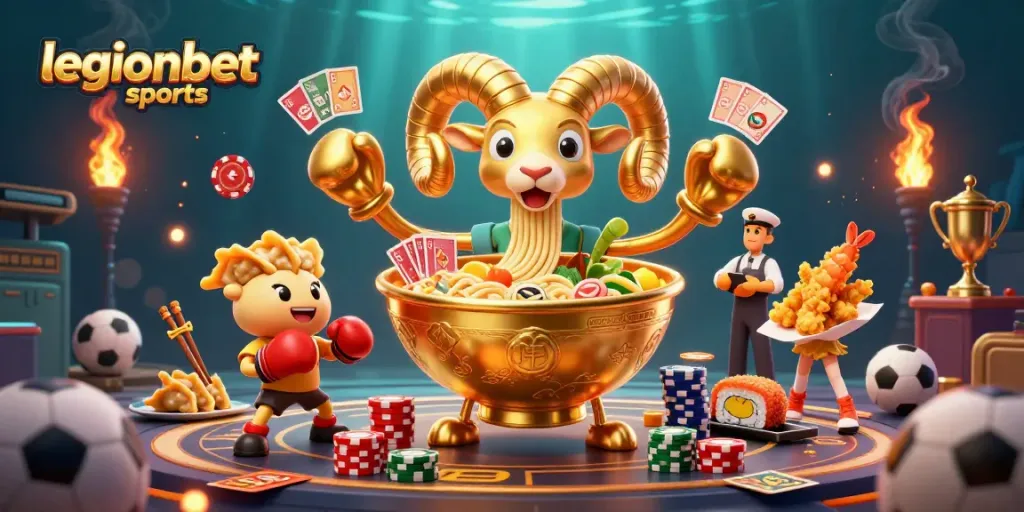 Engage with legionbet sports in a vibrant 3D casino scene featuring animated characters and dynamic betting elements.