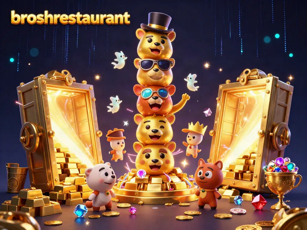 Experience excitement at broshrestaurant with golden treasures and whimsical casino elements.
